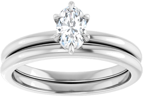 14K White 6x4 mm Oval Solitaire Engagement Ring Mounting (8)