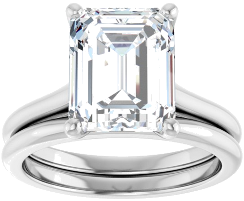 Sužadėtuvių Žiedas „Accented“ 950 Platinos Emerald 10mm x 8mm (8)