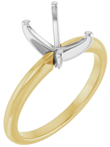 10K Yellow   White  8x6 mm Emerald Solitaire Engagement Ring Mounting (1)