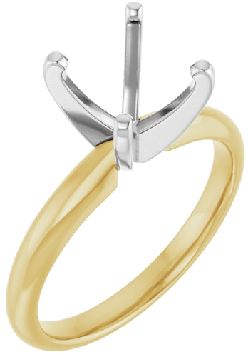 Sužadėtuvių Žiedas „Solitaire“ 585 Baltojo Ir Geltonojo Aukso Round 7.8mm x 8.6mm (1)