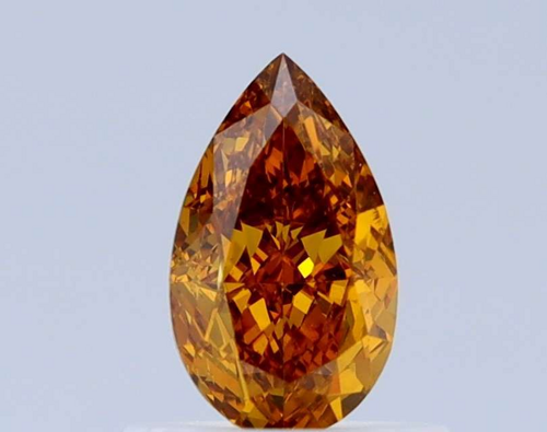 0.65 carat Fancy Deep Brownish Yellowish Orange-SI1 Natūralus Pear Deimantas (1)