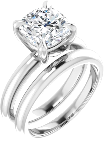 Sužadėtuvių Žiedas „Claw-Prong Solitaire“ 14k white gold Cushion 8mm (6)