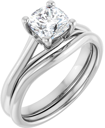 Sužadėtuvių Žiedas „Solitaire“ 585 Baltojo Aukso Cushion 6mm (6)