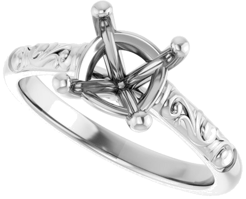 Sužadėtuvių Žiedas „Solitaire“ 585 Baltojo Aukso Cushion 7mm (5)