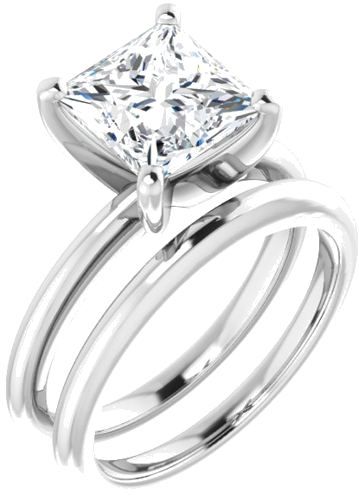 Platinum  7.5 mm Square Solitaire Engagement Ring Mounting (6)