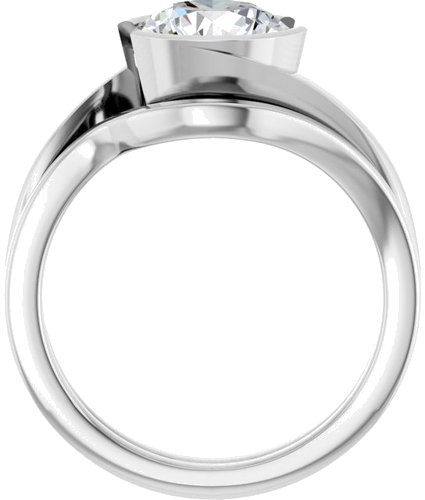 Sužadėtuvių Žiedas „Half-Bezel Solitaire“ 14k white gold Round 8.2mm (7)