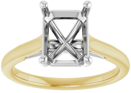 14K Yellow   White  9x7 mm Emerald Solitaire Engagement Ring Mounting (3)