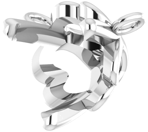 14K White 5 mm Round 3-Prong Heart Necklace Center (2)