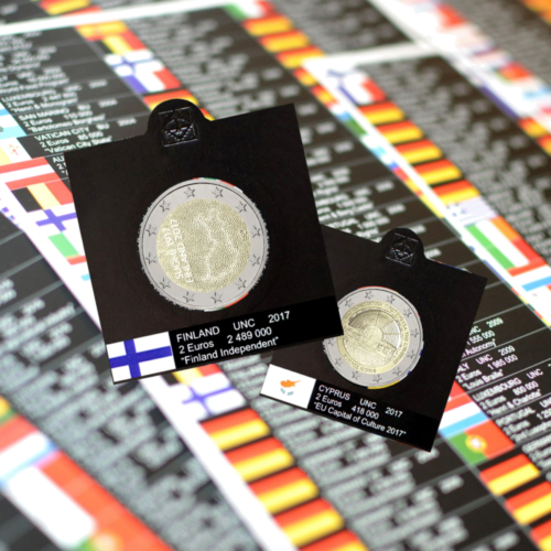 Флажки-наклейки для монет 2 евро в холдерах 2004 - 2024 (6)