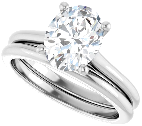 Sužadėtuvių Žiedas „Solitaire“ 585 Baltojo Aukso Oval 9mm x 7mm (10)