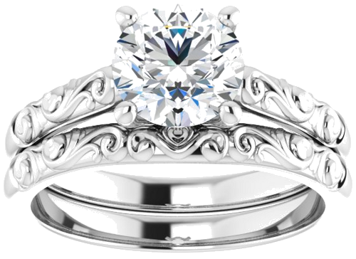 Sužadėtuvių Žiedas „Solitaire“ 585 Baltojo Aukso Round 7mm (8)