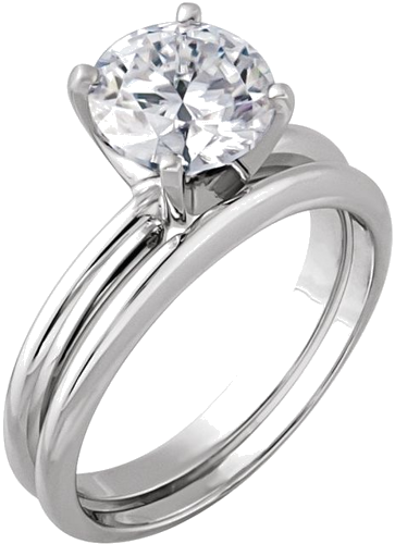 14K White 8.6-9.1 mm Round 4-Prong Heavy Solitaire Ring Mounting (5)