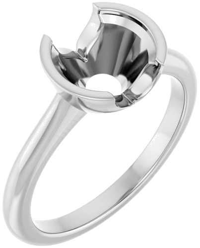 14K White 8 mm Round Solitaire Engagement Ring Mounting (1)