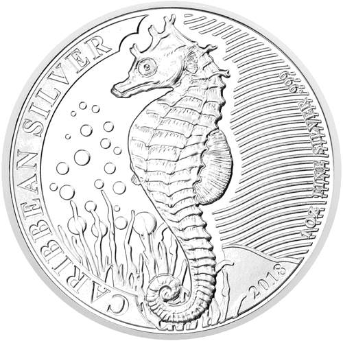 Сребърна монета Барбадос „Морско конче“ 1 долар, 2018 г. (1)