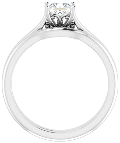 14K White 4.5 mm Square Solitaire Engagement Ring Mounting (7)