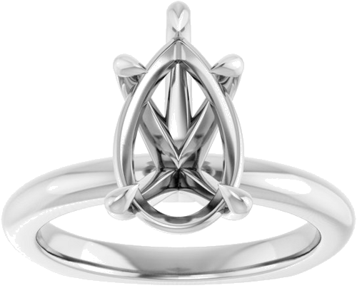Sužadėtuvių Žiedas „Claw-Prong Euro Shank“ 14k white gold Pear 12mm x 7.5mm (3)