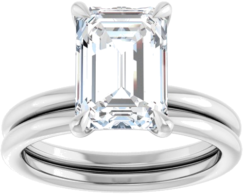 Sužadėtuvių Žiedas „Claw-Prong Solitaire“ 14k white gold Emerald 10mm x 7mm (8)