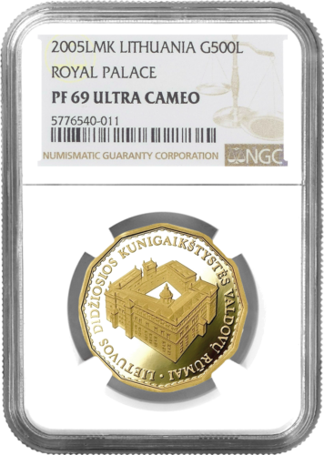 2005 Lietuva Valdovų rūmai 500 litų auksinė moneta PF 69 (1)