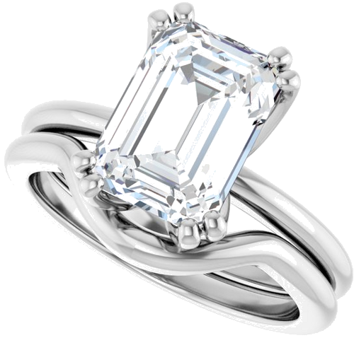 Sužadėtuvių Žiedas „Twin-Prong Octet® Solitaire“ 14k white gold Emerald 10mm x 7mm (10)