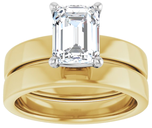 Sužadėtuvių Žiedas „Solitaire“ 14k yellow/white gold Emerald 8mm x 6mm (8)