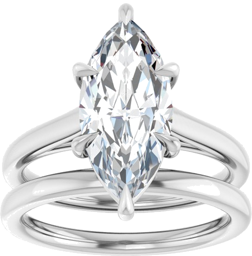 Sužadėtuvių Žiedas „Claw-Pong“ 14k white gold Marquise 15mm x 7mm (8)