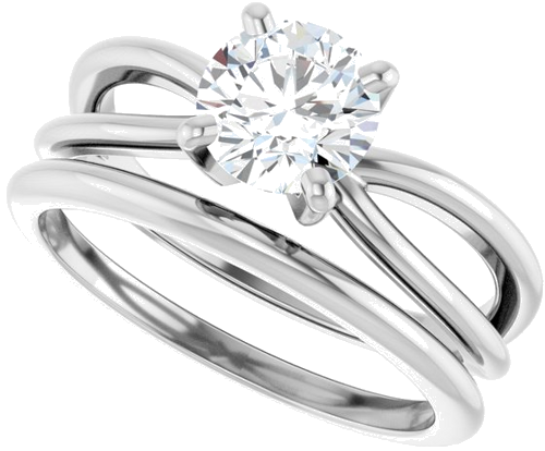 14K White 6.5 mm Round Split Shank Engagement Ring Mounting (10)