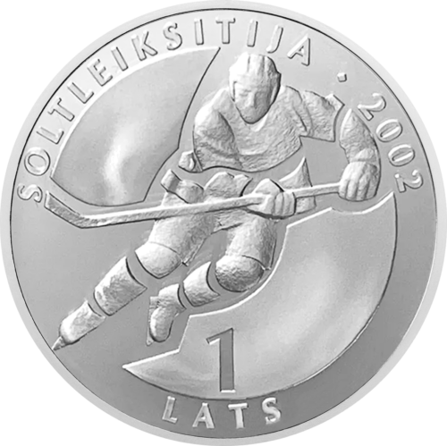 1 Lats Ice Hockey 2001 Latvia Silver Coin (1)