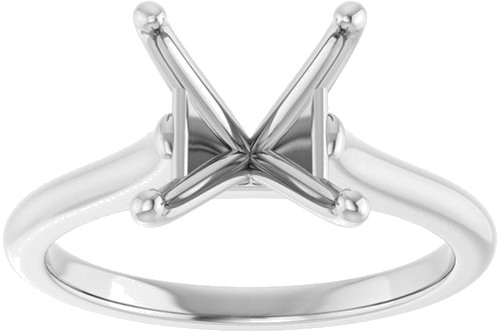 14K White 7 mm Square Solitaire Engagement Ring Mounting (3)