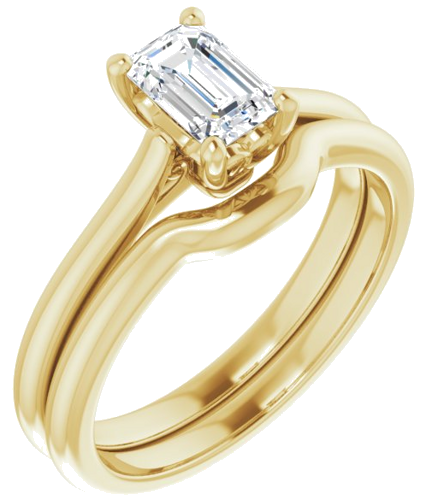 Sužadėtuvių Žiedas „Solitaire“ 585 Geltonojo Aukso Emerald 6mm x 4mm (6)