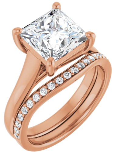 Sužadėtuvių Žiedas „Solitaire“ 14k rose gold Square 8mm (6)