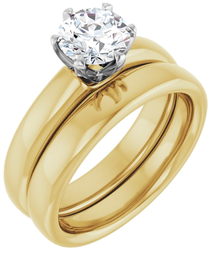 14K Yellow White 6.5 mm Round Engagement Ring Mounting (6)