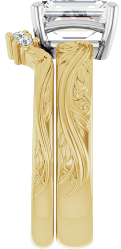 Sužadėtuvių Žiedas „Solitaire Sculptural“ 14k yellow/white gold Emerald 8mm x 6mm (9)