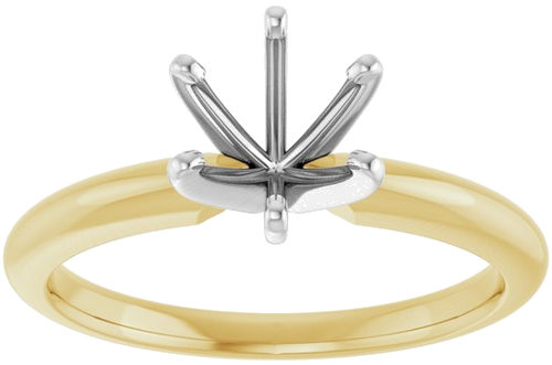 14K Yellow White 6.5 mm Round 6-Prong Solitaire Ring Mounting (3)
