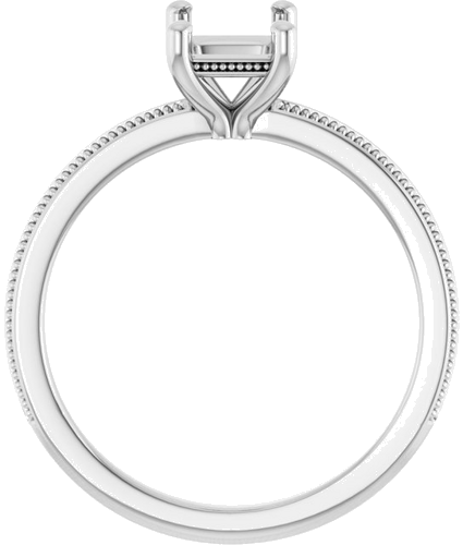 Sužadėtuvių Žiedas „Solitaire Milgrain“ 14k white gold Emerald 7mm x 5mm (2)