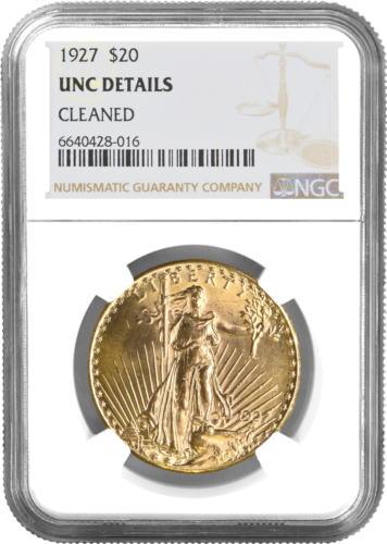 20 dolerių Saint Gaudens/Dvigubas Erelis JAV auksinė moneta UNC DETAILS 1927 (1)