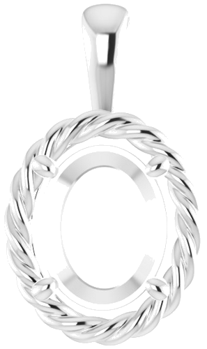 Pakabukas „Rope“ 585 Baltojo Aukso Oval 10mm x 8mm (1)