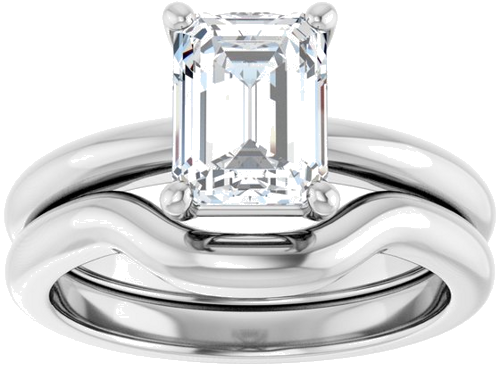 Sužadėtuvių Žiedas 14k white gold Emerald 8mm x 6mm (8)