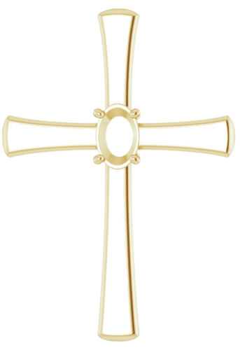 Pakabukas „Solitaire Cross“ 585 Geltonojo Aukso Oval 6mm x 4mm (1)