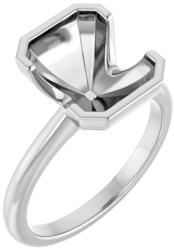 Sužadėtuvių Žiedas „Half-Bezel“ 14k white gold Emerald 10mm x 8mm (1)