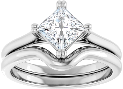 Sužadėtuvių Žiedas „Double Claw-Prong Solitaire“ 14k white gold Square 5.5mm (8)
