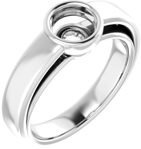 Sužadėtuvių Žiedas „Bezel-Set Solitaire“ 585 Baltojo Aukso Round 5.8mm (1)