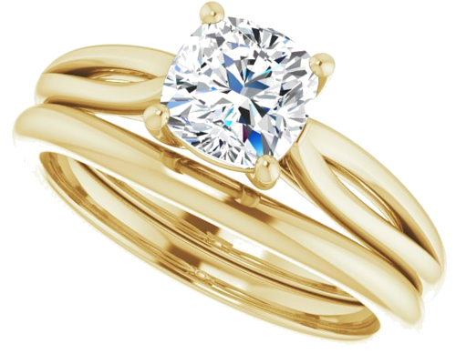 14K Yellow 6 mm Cushion Engagement Ring Mounting (10)