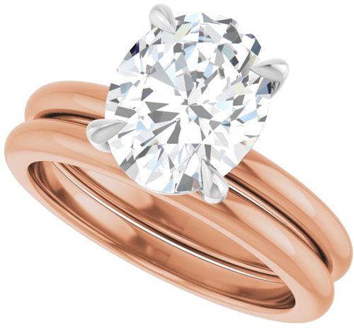 14K Rose White 10x8 mm Oval Solitaire Engagement Ring Mounting (10)