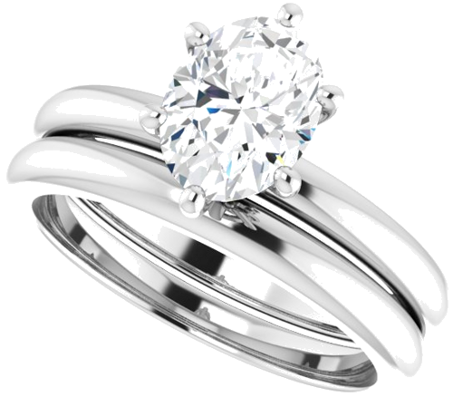Sužadėtuvių Žiedas „Accented“ 14k white gold Oval 8mm x 6mm (11)
