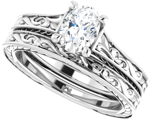 14K White 7x5 mm Oval Engagement Ring Mounting (10)