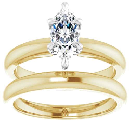 Sužadėtuvių Žiedas „Claw-Prong Solitaire“ 14k yellow/white gold Marquise 9mm x 4.5mm (8)