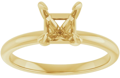 14K Yellow  6x6 mm Asscher Solitaire Engagement Ring Mounting (3)