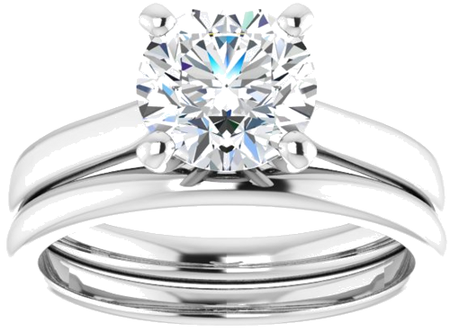 14K White 7.4 mm Round Engagement Ring Mounting (8)