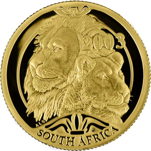 1/10 oz Liūtas 2003 Pietų Afrika 10 Randų Auksinė moneta (1)