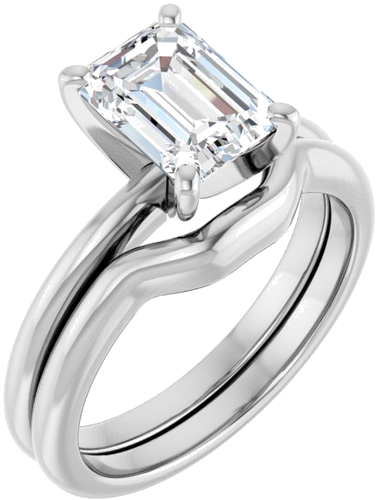 14K White  8x6 mm Emerald Solitaire Engagement Ring Mounting (6)